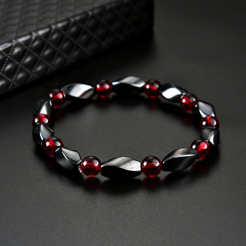 SIY  Fashion Hematite Stone Therapy Health Care Beads Bracelet Unisex Bangle Jewelry