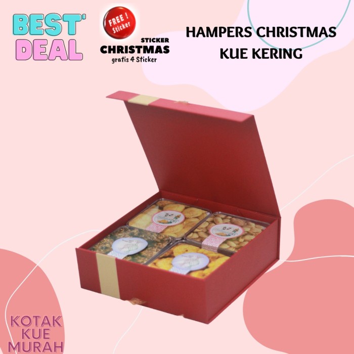 

PROMO GIFT BOX SOUVENIR BOX HAMPERS KUE KERING uk 23 CM X 22,5 CM X 7,5 CM - Red