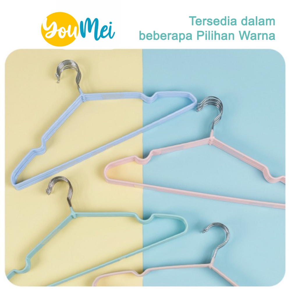 Gantungan Baju Hanger Kawat Coating Lapis Plastik Kuat Dan Lentur 10 Pcs - 1047