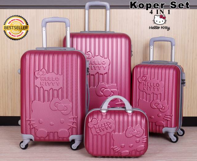 Koper Batam Hello Kitty Fiber 4Set 4in1 4 Roda/ Koper Fiber HK Hello Kitty 24 inch 20 inch 16 Inch