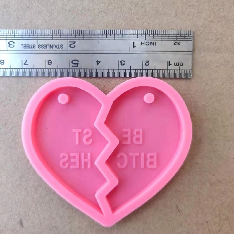 SIY  Key Chain Epoxy Resin Mold Handmade Love Heart Shape Keychain Casting Silicone Mould DIY Crafts Making Tool