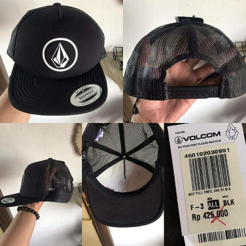 Topi Volcom Full Frontal Black Trucker Original
