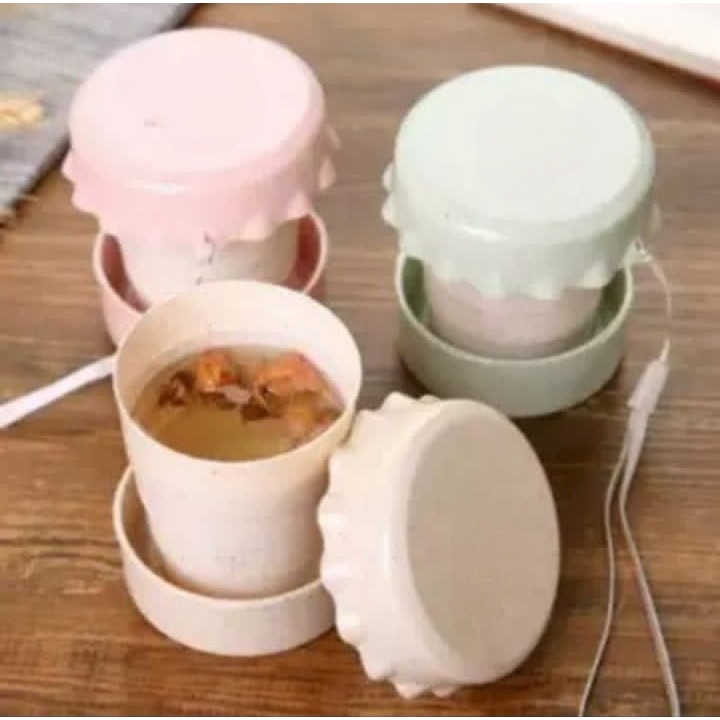 Cangkir Gelas Lipat Jerami Wheat Straw Plastik Travel Cup Portable New