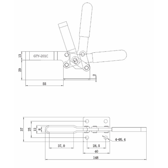 Toggle Clamp Horizontal GH 201C GTY 201 C 110kg setara WIPRO DESTACO