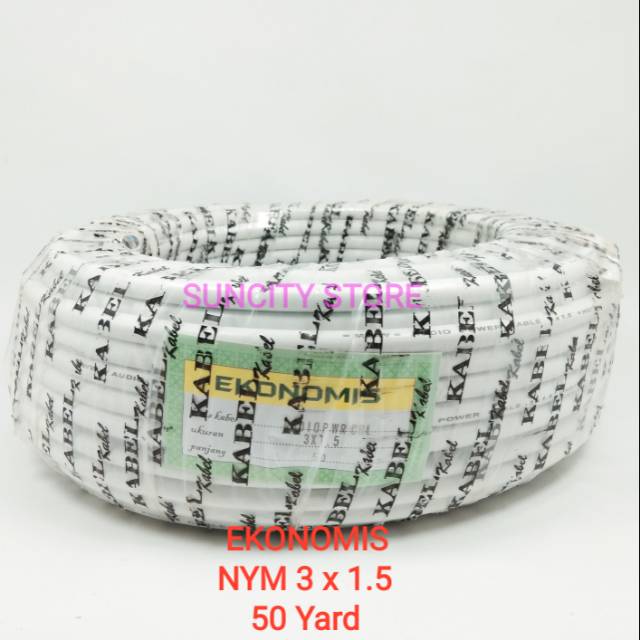 Ekonomis Kabel Listrik / Audio NYM 3 x 1.5 - 50 Yard