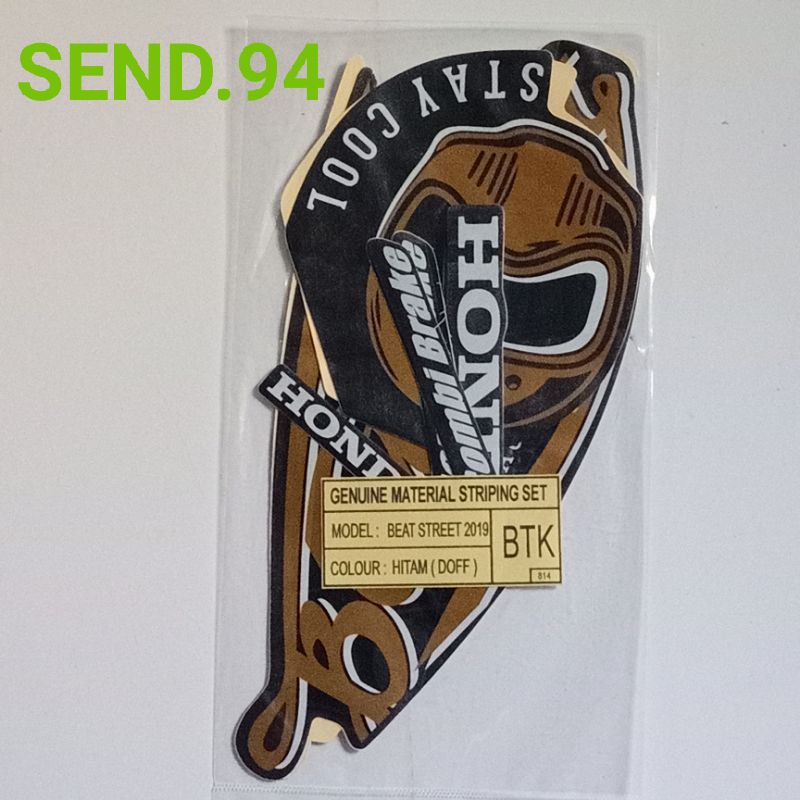 striping sticker Honda Beat street 2019 hitam dop