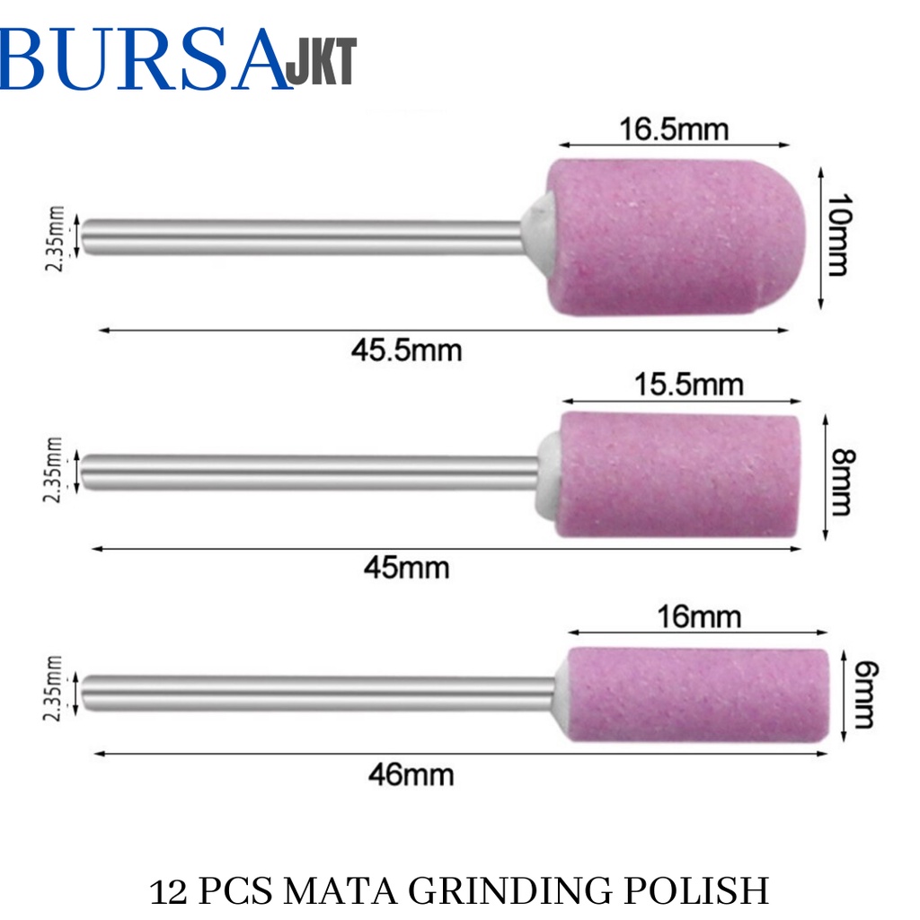 MATA BOR MINI TUNER ASAH AMPLAS POLES DREMER GRINDING KUKU ABRASIVE PINK SET ISI 12 PC