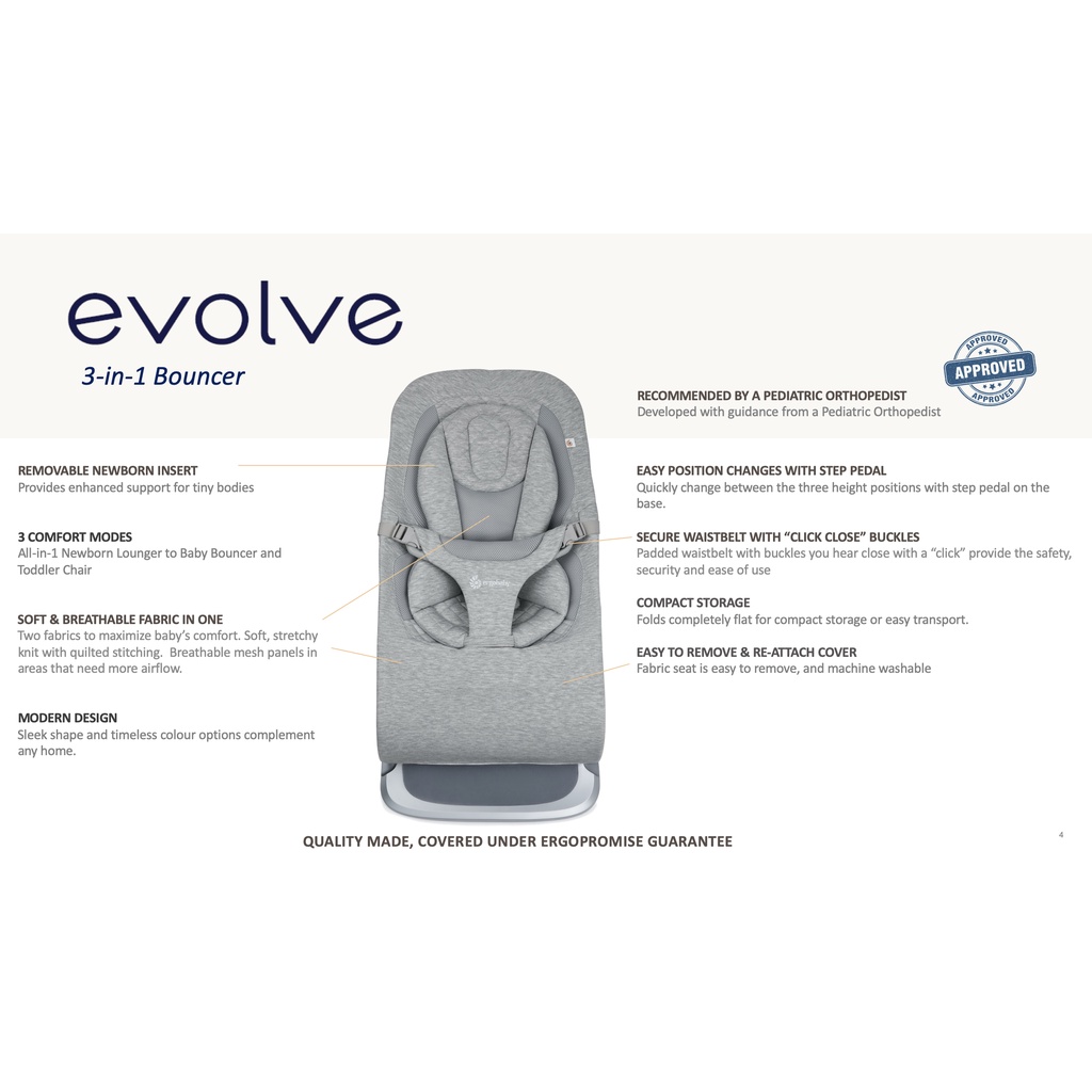 Ergo Baby 3 In 1 Evolve Bouncer  - Bouncing Ergobaby Chair Rocking Baby Kids Ayunan Ergonomic Bayi Kursi Goyang Newborn Toddler Minimalist