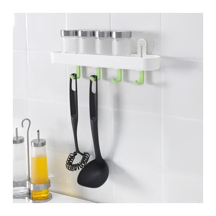 

Baki Rak Gantung Rak Dinding dgn 4 Pengait & Plastik Hisap GLOMSTA