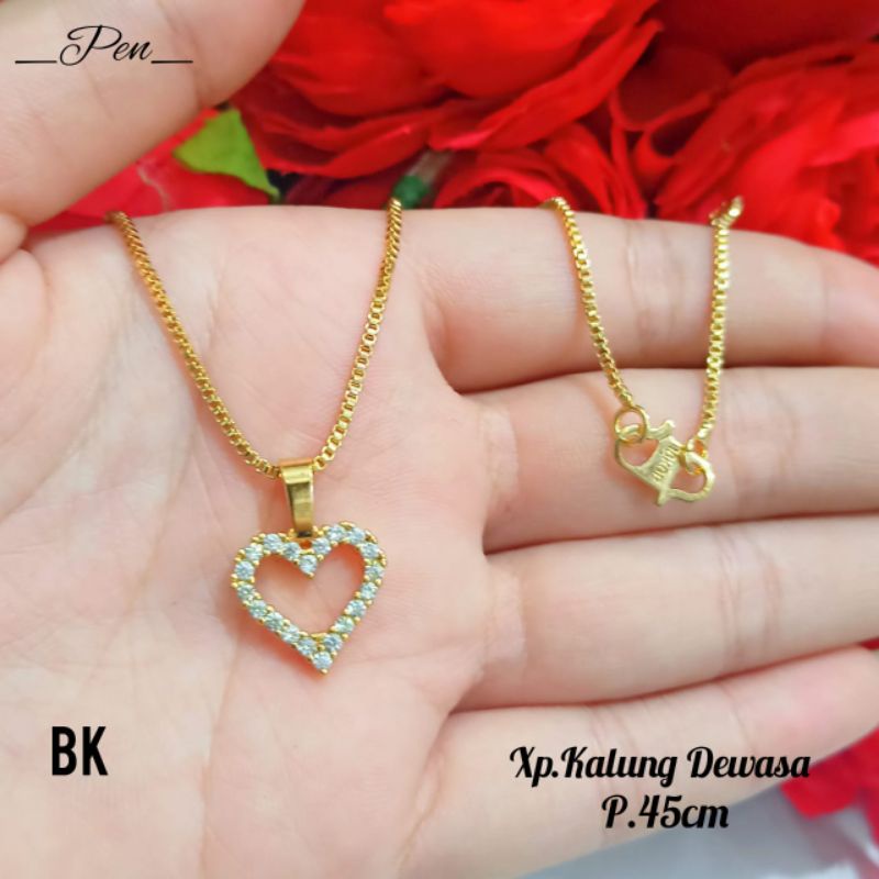 Kalung Dewasa motif Love simple elegan Gold,tidak karat *COD*