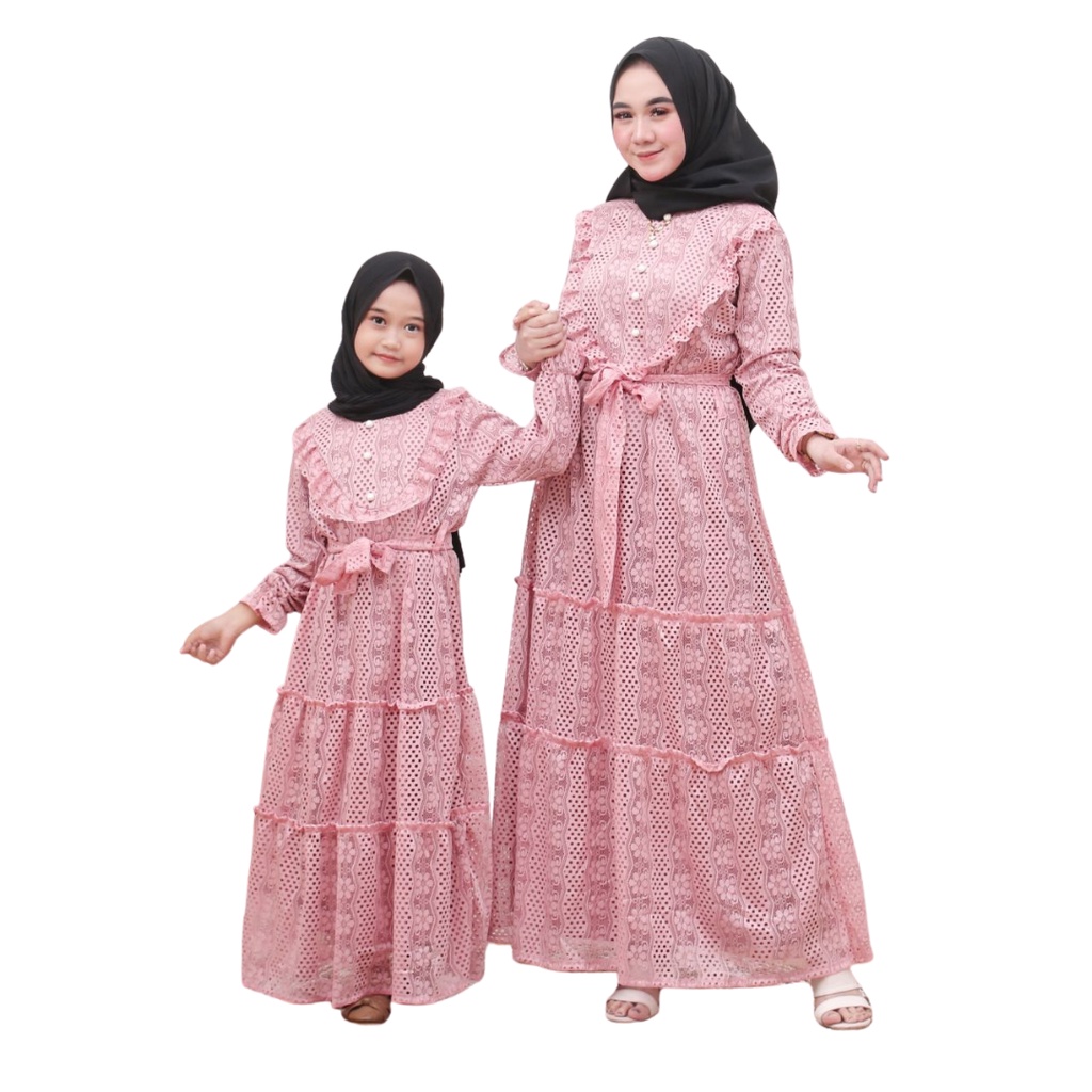 BISA BAYAR (COD) / Baju Ibu Anak Perempuan Gamis Brokat Terbaru 2024 Lebaran Gamis Baju Muslim Perem