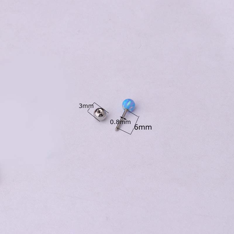 1 Piece Opal Top Screw Piercing for Helix Cartilage Rook Earrings Stainless Steel 20Gauge