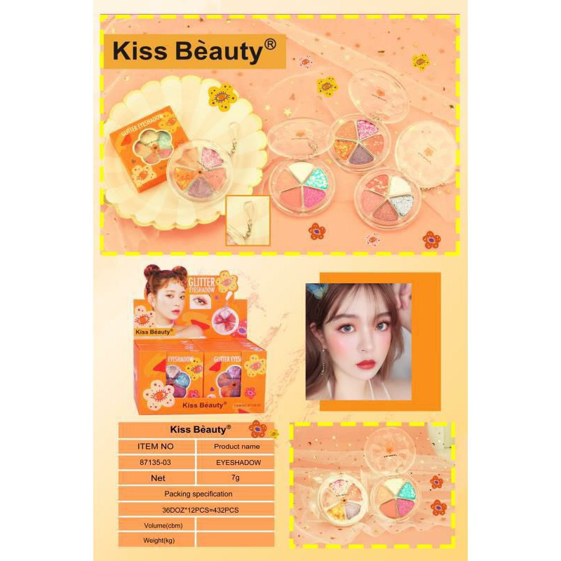 ECER!!!EYESHADOW GLITTER 5 WARNA KISS BEAUTY NO.87135