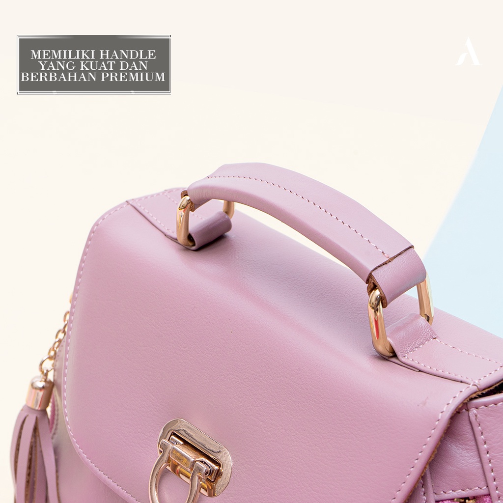 Tas Slempang Wanita Selempang Bahu ALONA VIOLA BAG Fashion Cewek Wanita 100% Kulit Sapi Asli Original Kualitas Mewah Branded