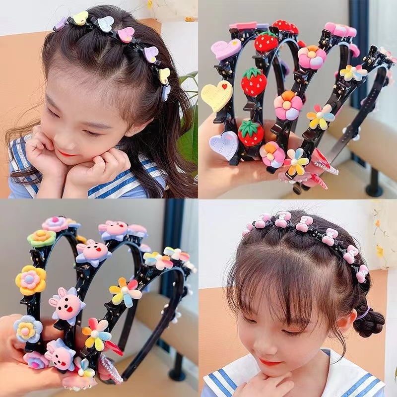 (Hello Girl)B22 Bando Anak Bandana Kepang Motif Karakter Lucu Korea Import