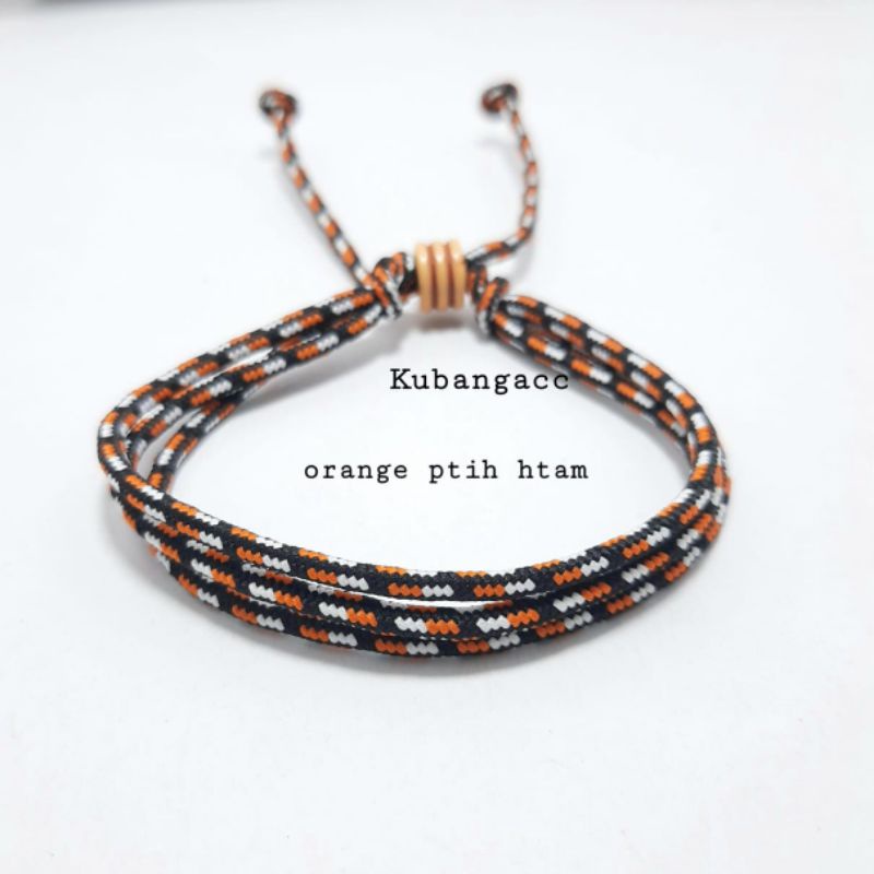 promoooo.gelang prusik 3 rangkap, gelang prusik keren,gelang cowok/cewek, gelang tali. gepang murah,-Orange ptih htam