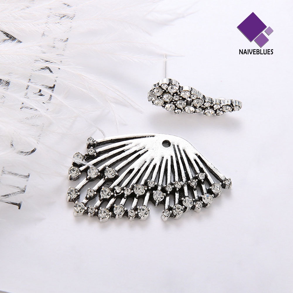 1pc Anting Bentuk Kipas Aksen Berlian Imitasi Gaya Vintage Untuk Wanita