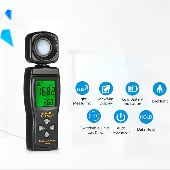 SMART SENSOR AS803 Spectrometer Digital Lux Meter Pengukur Intensitas Cahaya