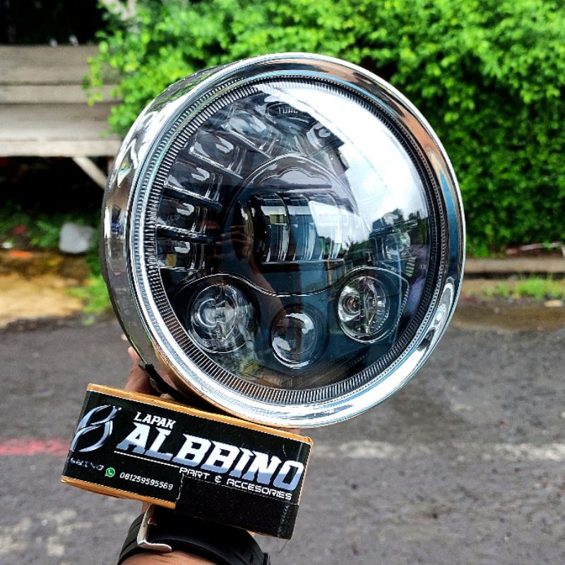 Daymaker 7 inch 19 LED DOT SAE set Batok dan lis Bisa utk Tiger Megapro Vixion Scorpio King Verza CB