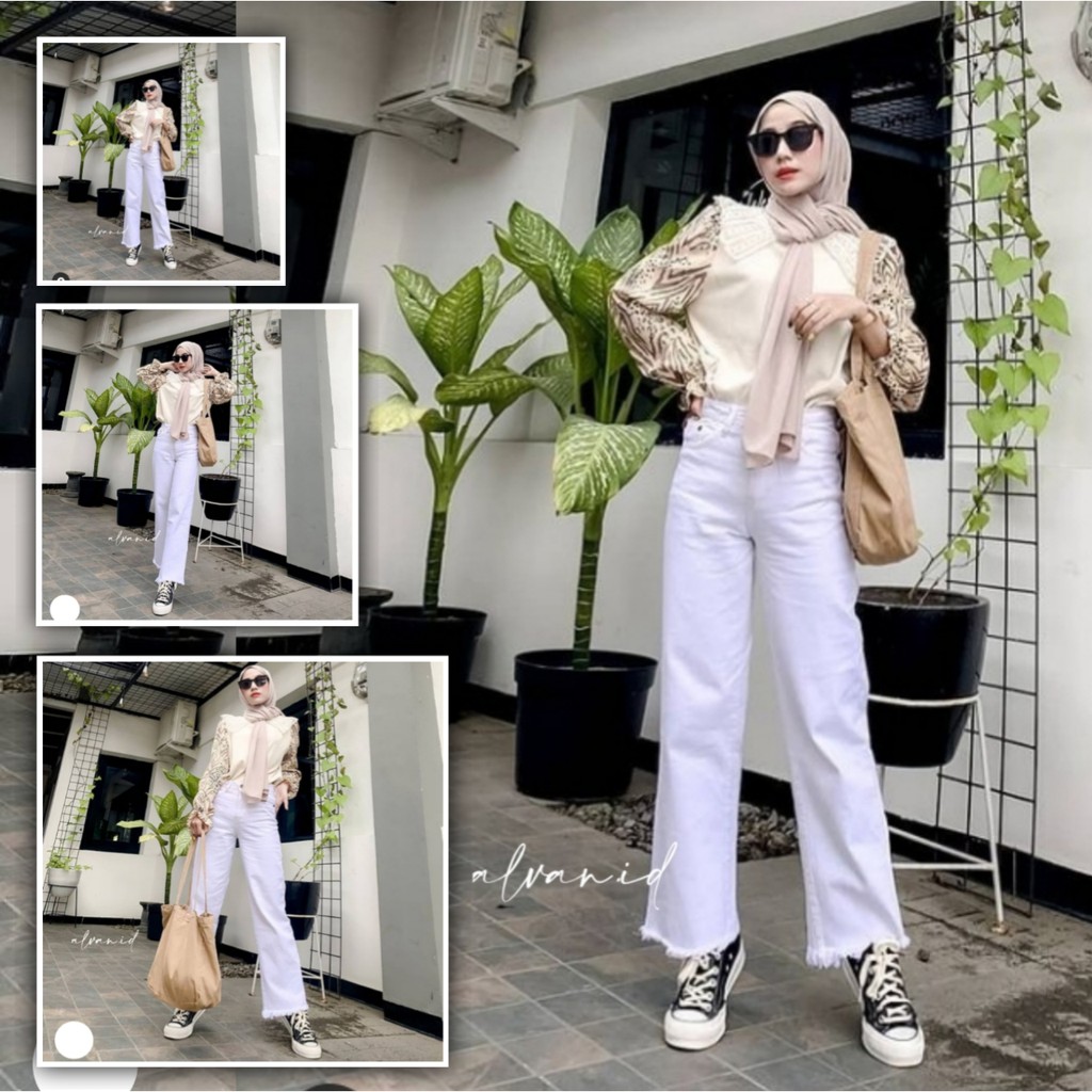 REYSI KULOT JEANS | GFS SYAKIRA KULOT JEANS | DELONIK KULOT JEANS WARNA | CULOTTES / PALAZZO DENIM PUTIH