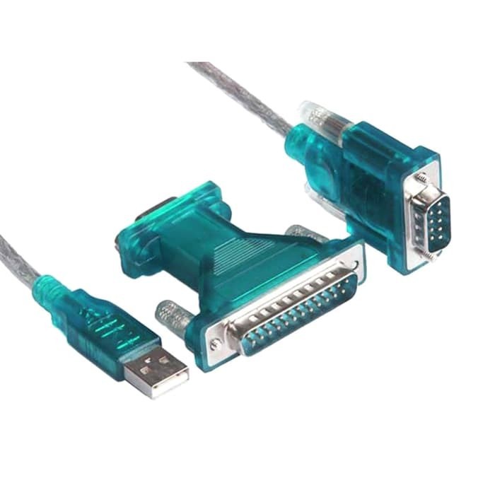 Usb 2.0 to serial com rs232 db9 db25 parallel 2in1 cable adapter 12Mbps - Kabel usb2.0 to rs-232 9 pin db-25 25 pin lpt pararel