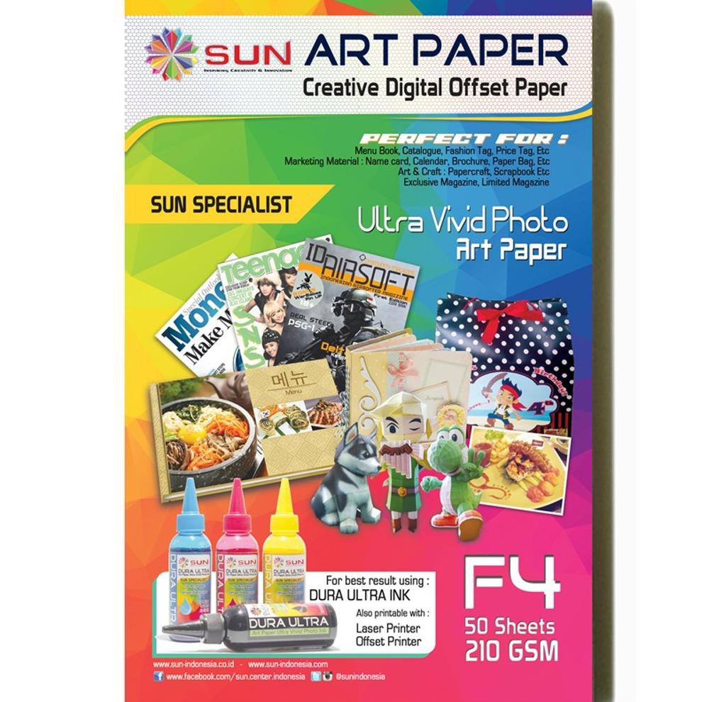 

SUN ART PAPER 210 GSM F4 (50 Lembar)