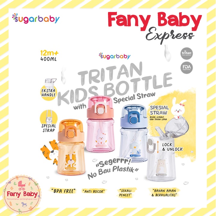 SUGAR BABY TRITAN KID BOTTLE WITH SPECIAL STRAW 400ML