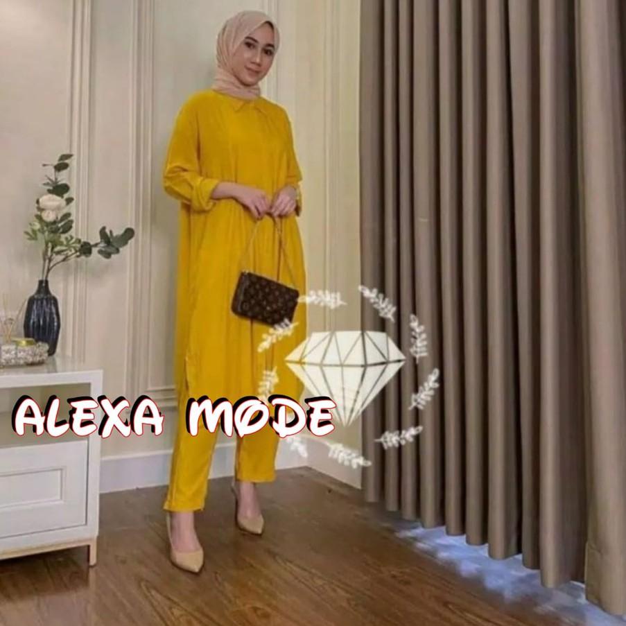 Bayar Ditempat NEW SETELAN LONG TUNIK POLOS JUMBO / SETCEL LONG RAYON VISCOSE POLOS FIT TO XXL [KODE