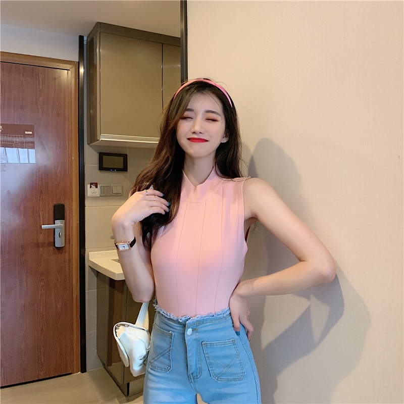 Celyne Turtleneck Wanita Tanktop Rajut Tengtop Impor Tank Top Import Blouse Korean Lalisa Style 4066