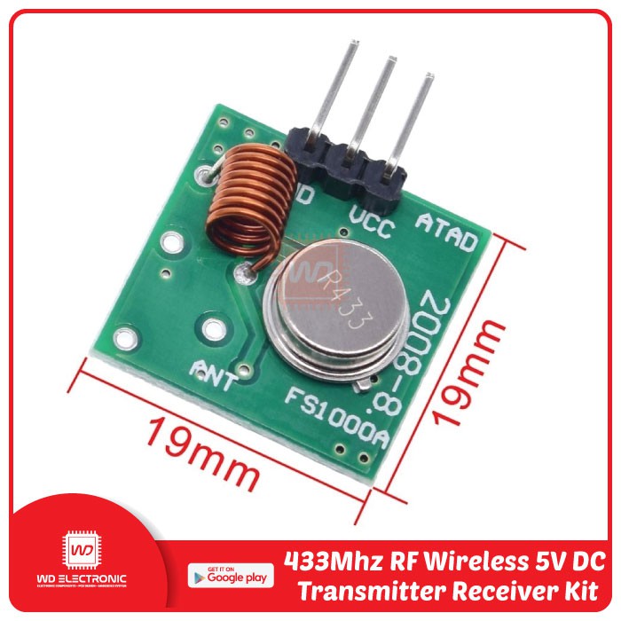 Module 433Mhz RF Wireless Transmitter and Receiver kit 5V DC