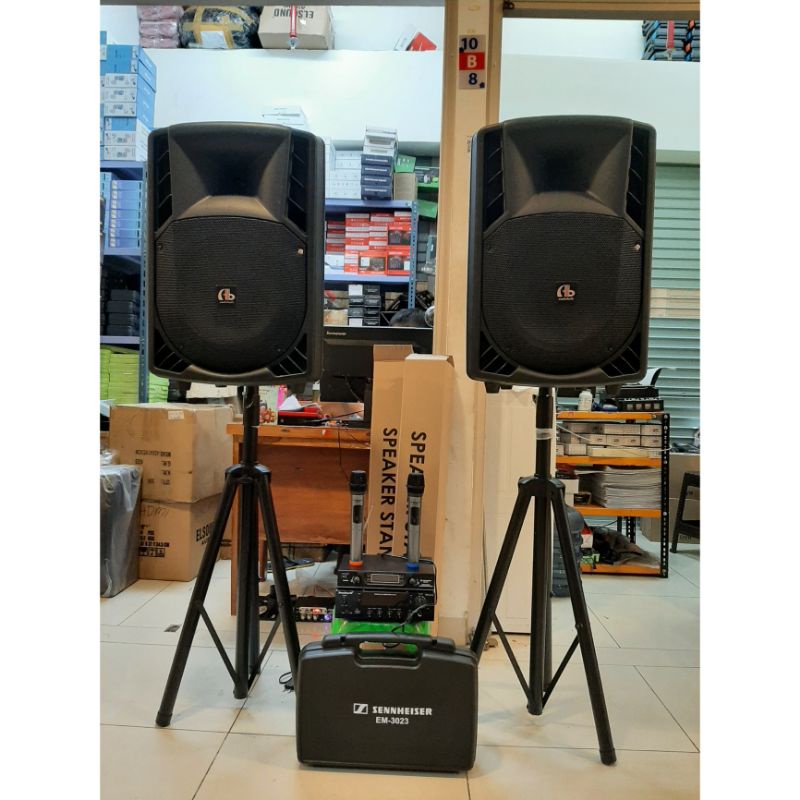 Paket Karaoke AB Audio bulls 12 Inch / Ampli Digital 2 Mic Wireless + 2 Stand Speaker