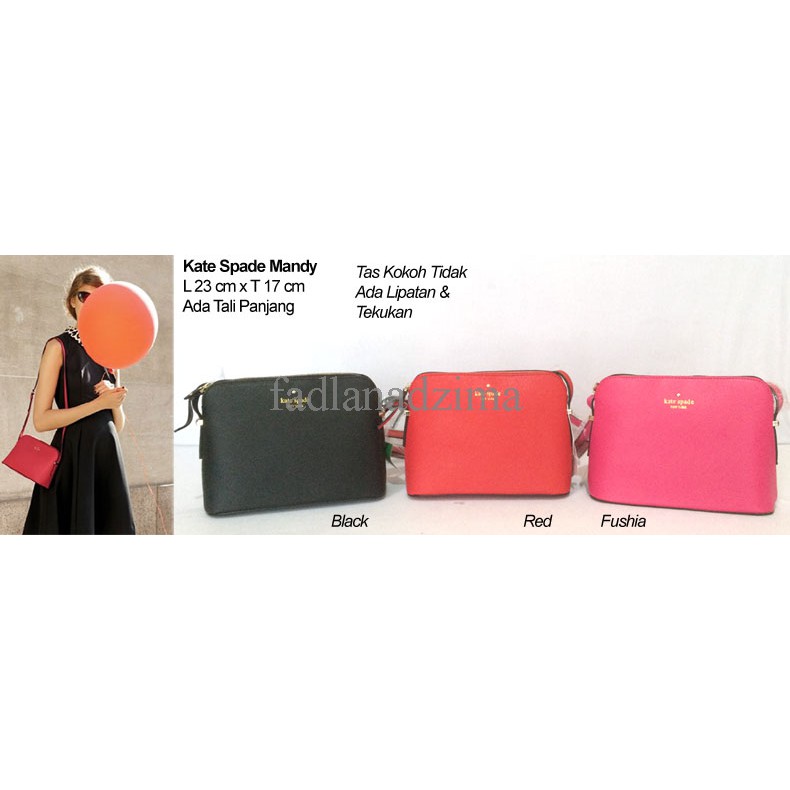 TAS BRANDED KATE SPADE MANDY SEMI ORI BLACK, RED & FUSHIA