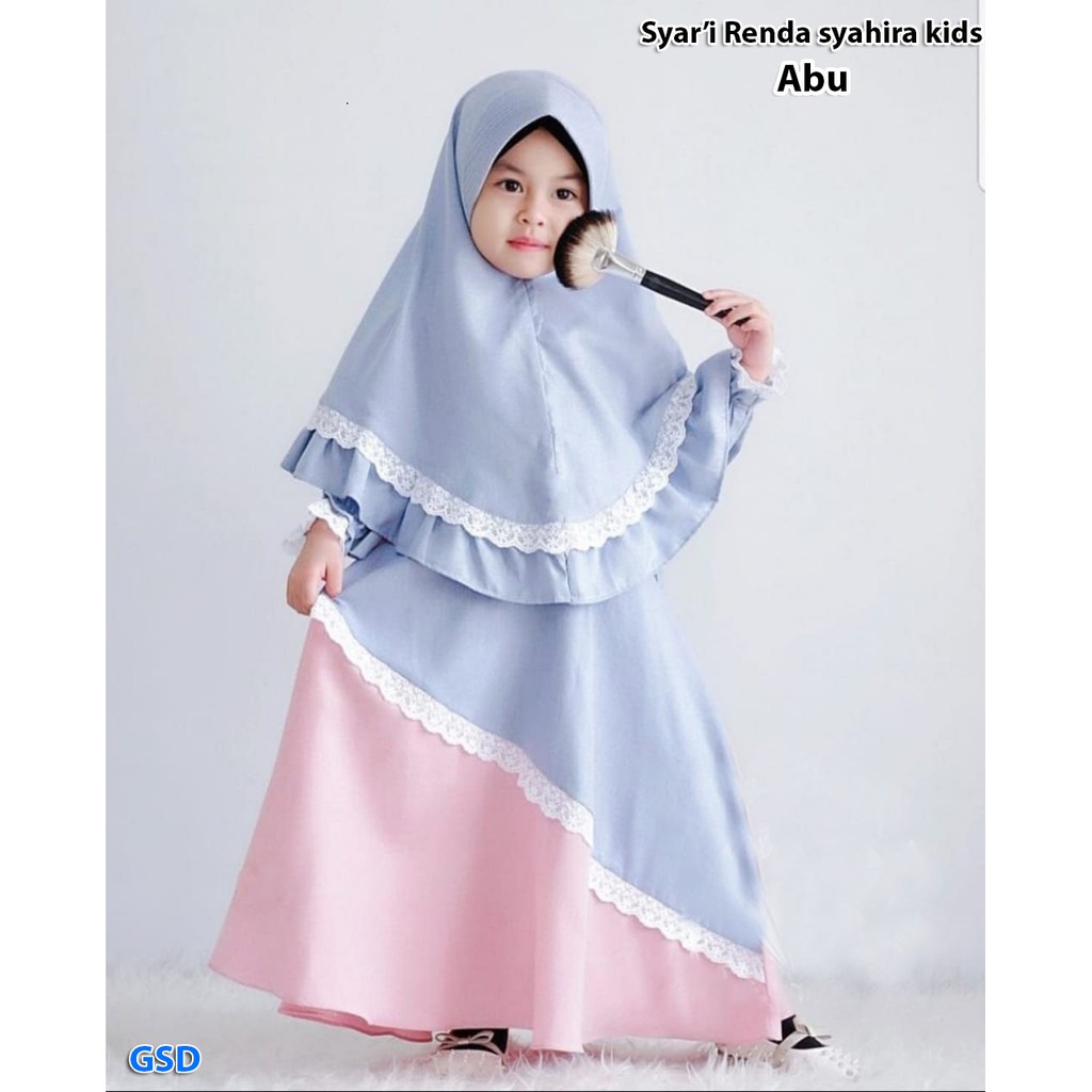 syari renda syahira/dress maxi anak/terusan dress gamis anak/busana muslim/dress hijab syari anak