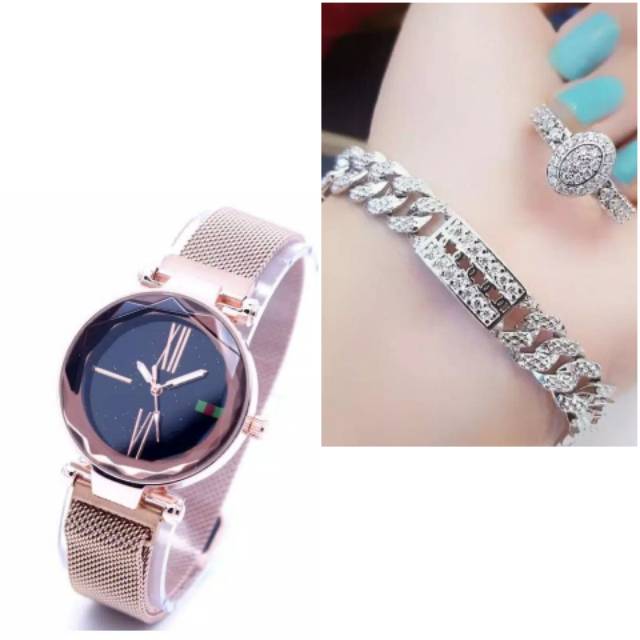 Set aksesoris gelang,cincin,jam tangan