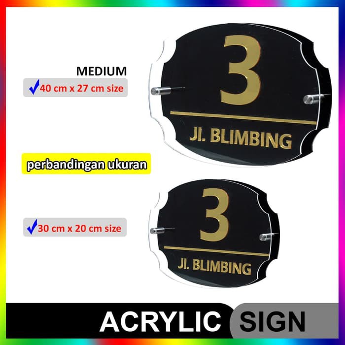 

Nomor Rumah Acrylic/Akrilik Custom 3 Layer GOLD/MIRROR Medium Size