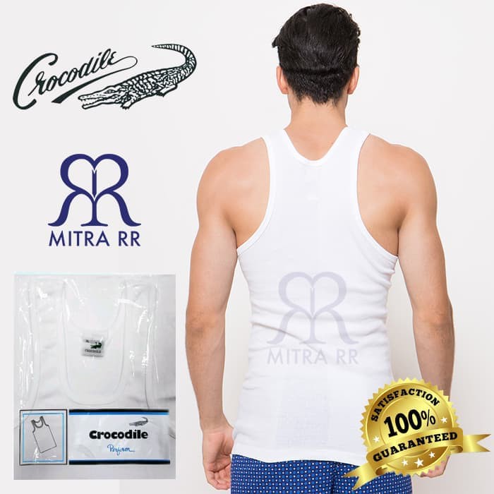 Singlet Pria Crocodile 801 V / Singlet Putih / Kaos Dalam Pria