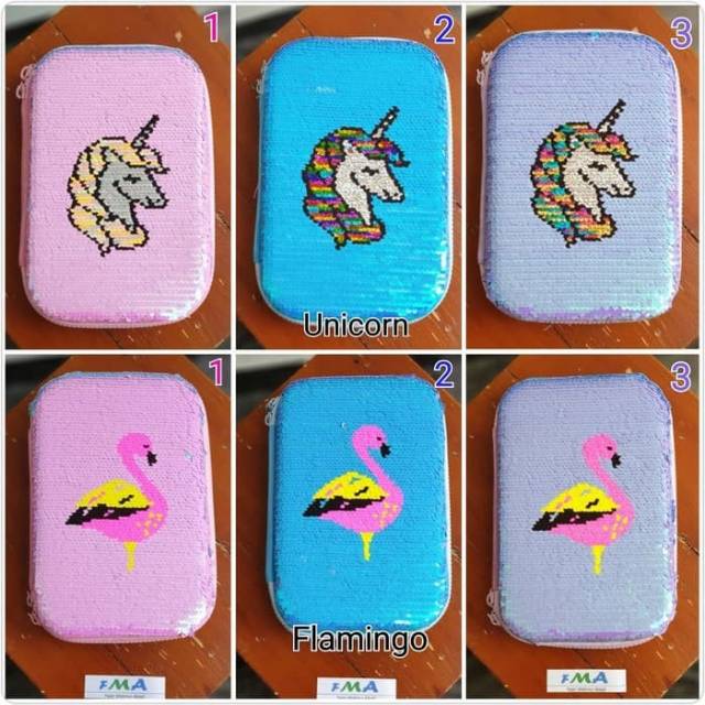 

Tempat pensil Sequin unicorn dan flamingo murah