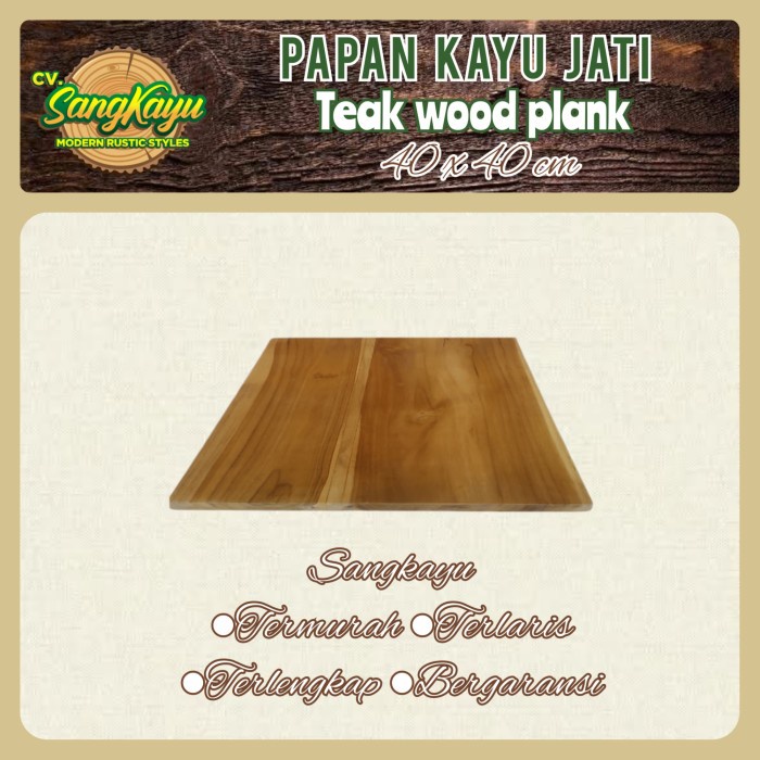 Papan kayu jati asli 40x40 papan ambalan wooden board bahan daun meja