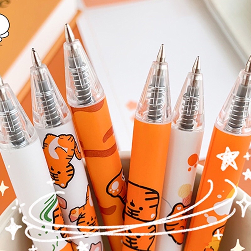 TIGER  1 PCS Pen Gel Retractable Black Ink 0.5 Fancy Cute Pretty Korean Style Japanese Kawaii Cartoon For Student Pulpen Mekanik Tinta Hitam Lucu Unik Imut Karakter Kartun Cantik Gaya Korea Jepang Lovely Pelajar Aesthetic