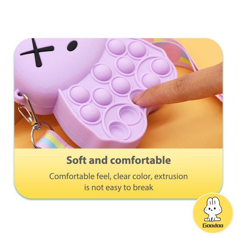 Kekerasan Beruang Dompet Koin Silikon Dekompresi Gelembung Pinch Messenger Tas Mainan Selempang -Doo