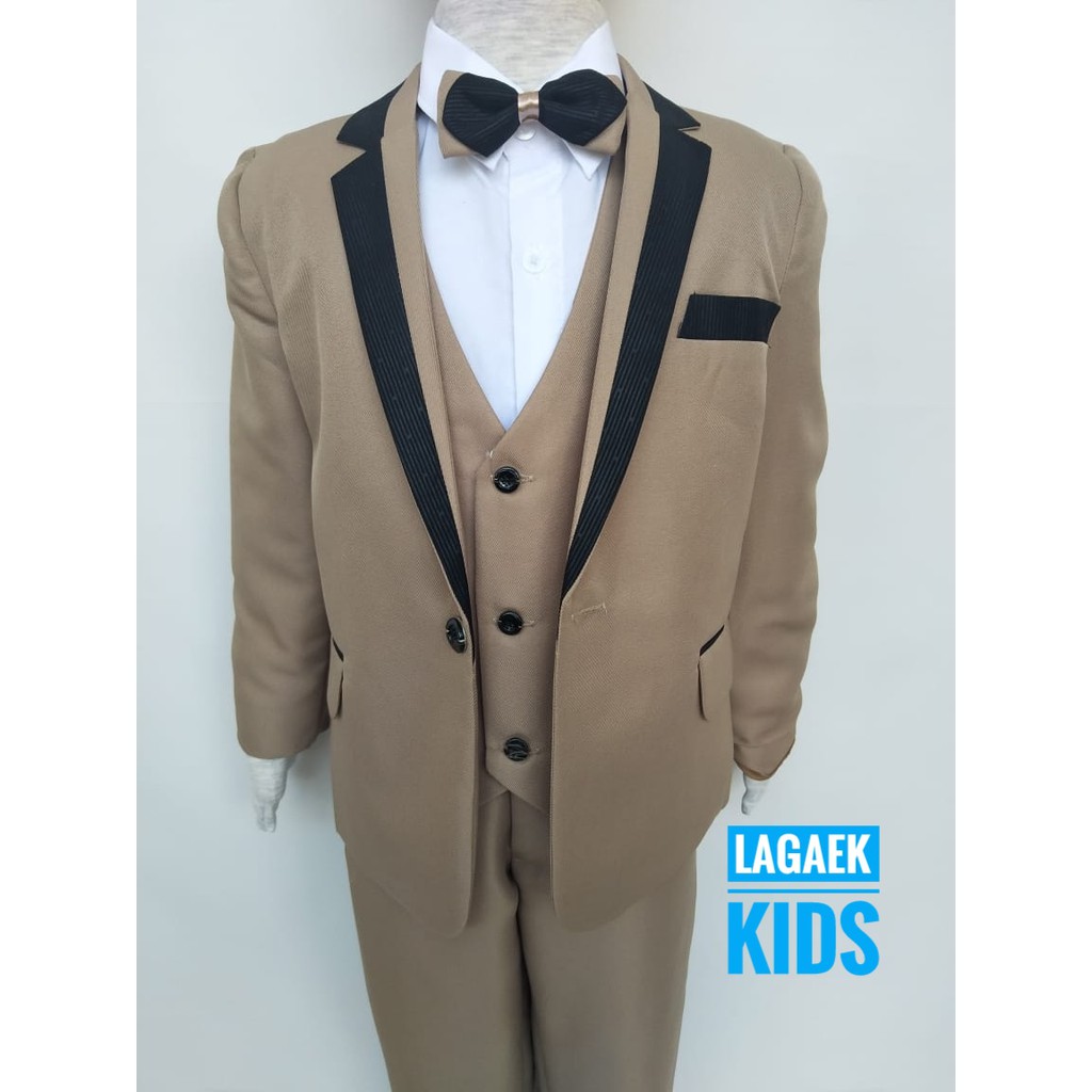 Setelan Jas Anak Laki Premium COKLAT 8in1 Usia 1 2 Tahun - Setelan Pesta Jas Anak Cowok Tuxedo LENGKAP Coklat Gold