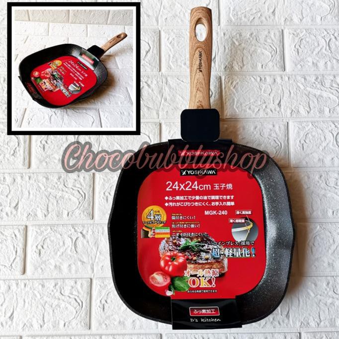 Yoshikawa Mgk240 Grill Pan Panggangan Marble Induksi Grill Wok Pan Es_Boba