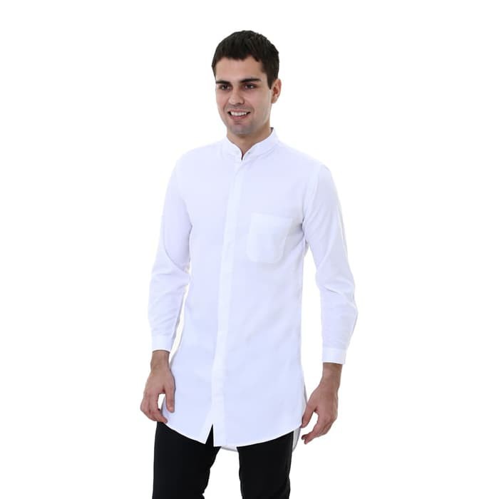  Baju  Koko  Kurta Pakistan  Putih  Bahan Linen Lengan 3 4 Pria 