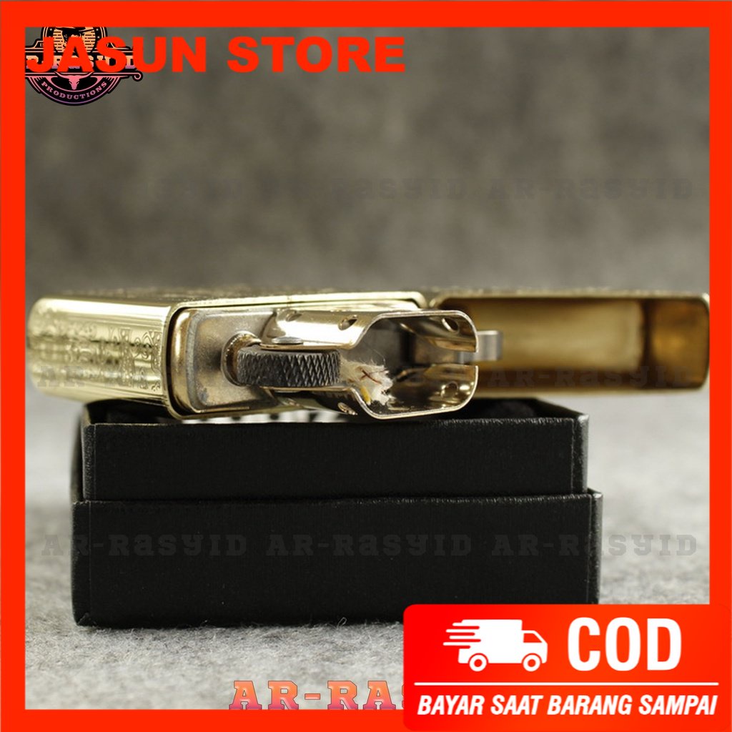 Korek Api Minyak Zippo Gold Ukir Motif Winged Beast 168 3962-5