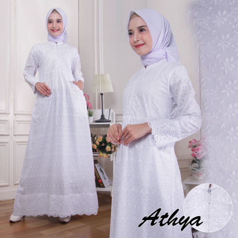 Gamis putih /gamis wanita dan perempuan /gamis athya / gamis KS / gamis Nesya / katun Jepang / resle