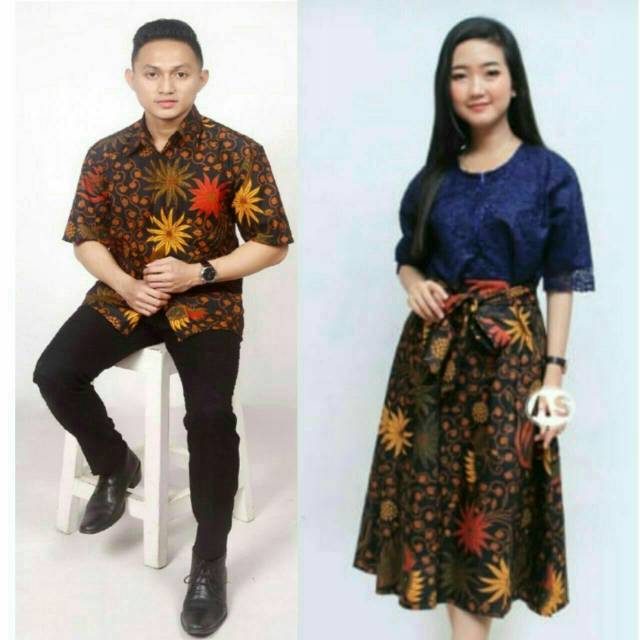 Cople dress batik kombinasi broklat