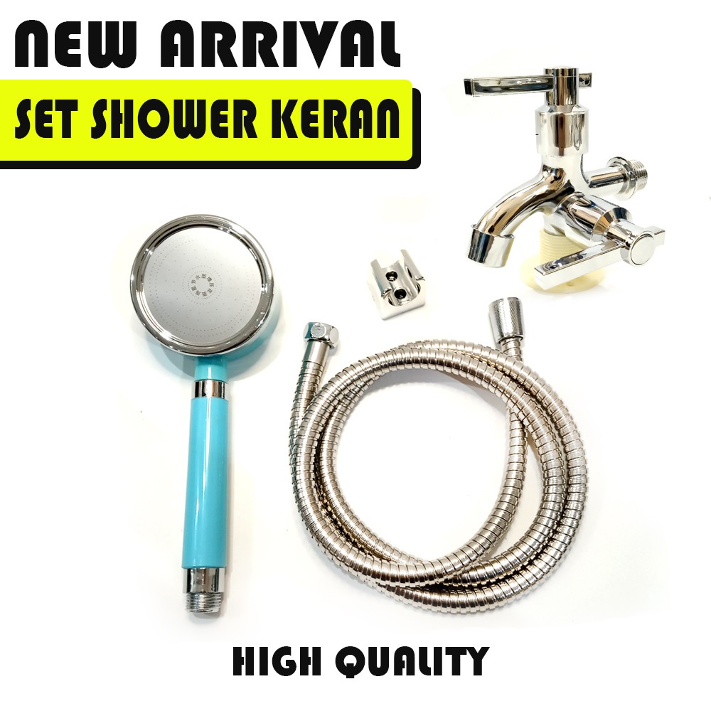 Shower kamar mandi 1 set kran cabang stainless 1/2 inch / Shower Bulat Lubang 300 Terbaru Murah High Quality