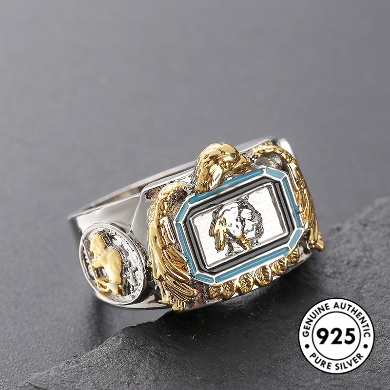 Cincin Lapis Emas Bahan S925 Silver Untuk Pria