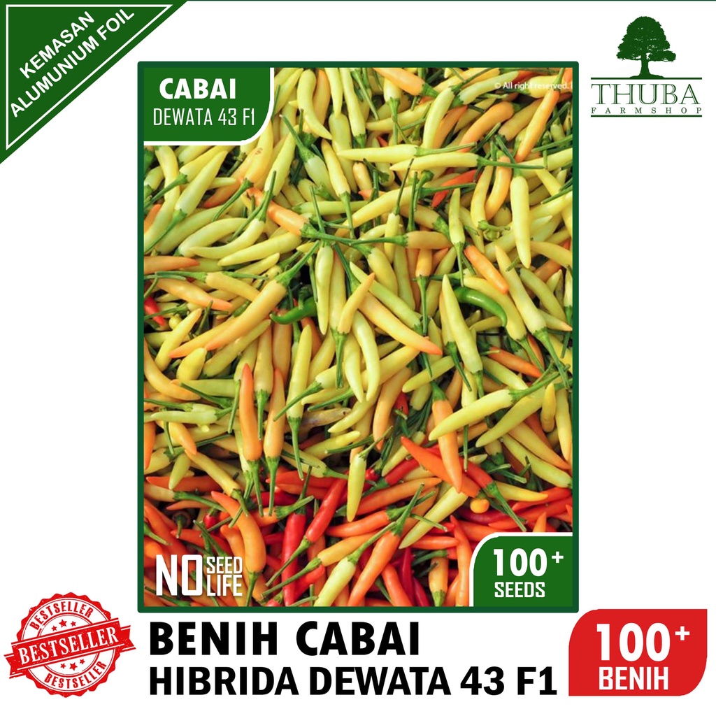 100 Biji - Benih Cabai Rawit Hibrida DEWATA 43 F1 - Bibit Cabe Rawit Berkualitas