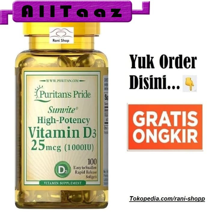 Puritans Puritan Vitamin D3 D-3 100 Softgels Vit D3 1000IU